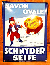 Plaque émaillée bombée SAVON OVALE  -  SCHNYDER SEIFE - Réédition suisse -