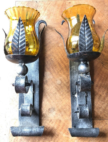 Paire appliques fer forgé