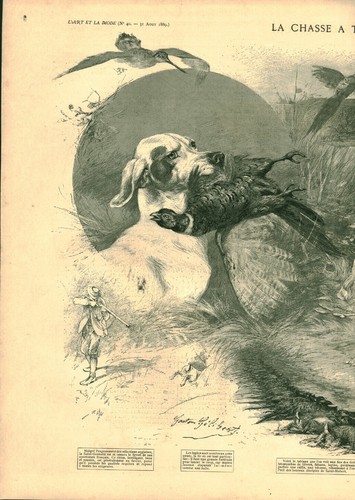Gravure ancienne chasse à - chasse,