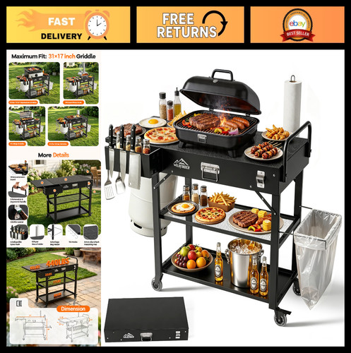 Foldable grill cart with - cart,
