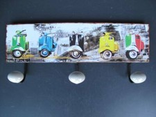 9977701 Rail de Crochet Garde-Robe Métal Moped Scooter Moto Vintage 15x37cm