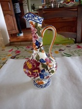 ANCIENNE AYGUIERE EN FAIENCE GIEN DECORS DE PIVOINES SIGNATURE DES ANNÉES 30