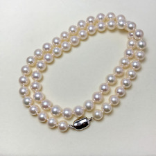 Collier rond en perles Akoya crème de 7 à 7,5 mm fermoir en argent sterling, ...