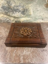 Boite Scuptée En Bois Breton Coffret Bijoux Vintage Ancienne Fleur