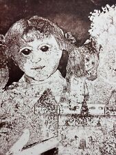 Ancienne gravure 1973 enfant poupée André Goezu Ecole de Paris Judaïca