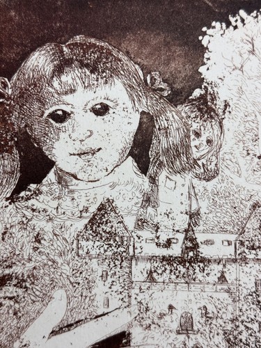 Ancienne gravure 1973 enfant