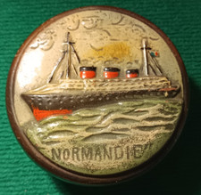 Paquebot NORMANDIE ♦ Boite Souvenir en Céramique émaillé