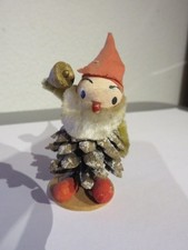 Très ancienne décoration de Noël "Père Noël habillé costume pomme de pin"