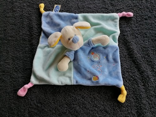 Doudou plat chienbleu jaune