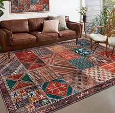 Tapis-QJDDUP Area tapis salon 200 x 290 cm design vintage chambre patchwork