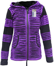 Violet Femmes Coton Rasoir Coupe Psychédélique Pointu Elfe Lutin Capuche Veste