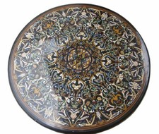 42 " Marbre Dîner Table Top Demi Précieux Pierres Inlaid Art Handmade Travail