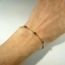 3.00 CT Ovale Simulé Rubis & Diamant Tennis Bracelet 14k or Jaune Plaqué