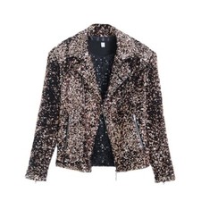 Hommes Sequin Moto Manteau Paillette Veste Motard Mariage Repas Soirée