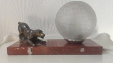 LAMPE VEILLEUSE CHEVET ART DECO CHIEN REGULE MARBRE