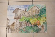 aquarelle maison paysage