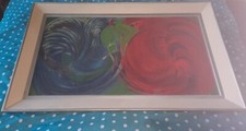 Peinture combat de coq bleu de