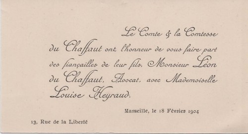 1904 faire part - 1904, fiançailles