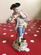 Meissen - Figurine En Porcelaine Allemande Dresden. Le Joueur De Flute