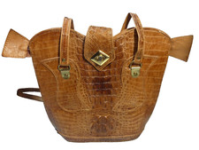 Sac / Pochette en Cuir CROCO Véritable vintage fait main
