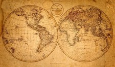 Ancienne carte du monde en 1799 (137 x 80 cm)