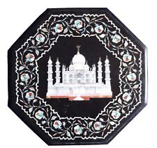 18 " Noir Marbre Table Top Pietra Dura Taj Mahal Art Maison Décoration Jardin