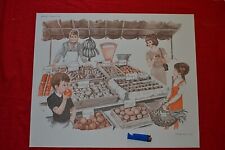 Ancienne affiche scolaire MDI 1970 - Marché Etal Primeurs Enfants - Couturier
