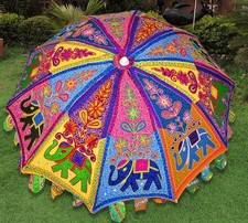 Parasol de jardin éléphant brodé indien parasol extérieur parasol patio 72"