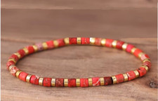 Bracelet de perles Jaspe impérial rouge en pierre Naturelle, Sur mesure