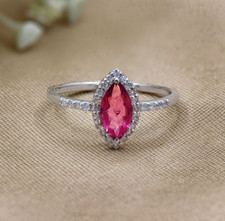 Rose Tourmaline Bague Diamant