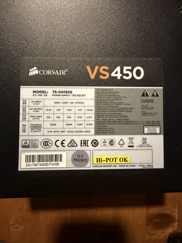 Alimentation corsair vs450 - alimentation, pc