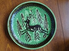 POTERIE LUDDWIG ANCIEN PLAT  TERRE CUITE VERNISSER ALSACE SOUFFLENHEIM 31,5 cm