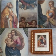 lithographie religieuse la vierge à l'enfant encadré 1900's. 