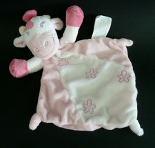 B6. DOUDOU PLAT  KIMBALOO VACHE ROSE BLANC FLEUR CORNE JAUNE - ETAT NEUF*