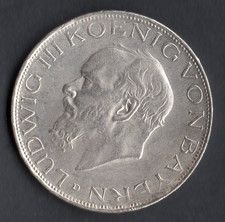 MONNAIE DE 3 MARK BAYERN ARGENT ( ALLEMAGNE - GERMANY ) DE 1914 D @ LUDWIG III @