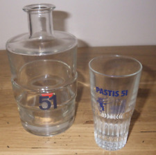 Carafe  / Pichet / bouteille PASTIS 51 ronde en verre + verre PASTIS 51