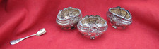 3 Saleron salière + cuillere argent massif poinçon Minerve style Louis XV 66g
