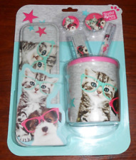 enfant fournitures de bureau CHAT CHIEN trousse + règle + pot crayons + gomme...