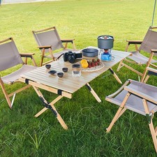 Table Pliante D'extérieur En Bois, Multifonctionnelle, Légère et Portable
