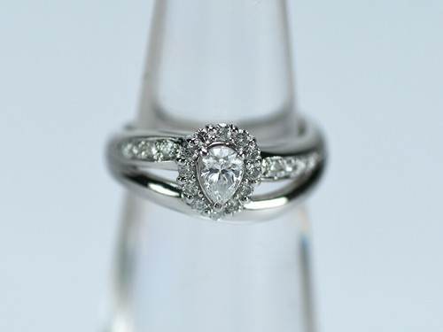Bague diamant poire pt900 - bague,