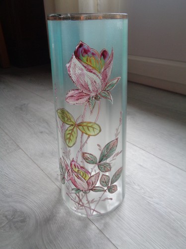 Ancien vase verre emaille - verre,