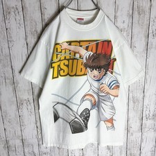 T-shirt animé Captain Tsubasa imprimé double face L vêtements anciens