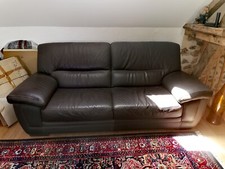 Canapé cuir marron 3 places état neuf 