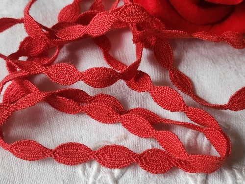 Dentelle galon vintage - , rouge
