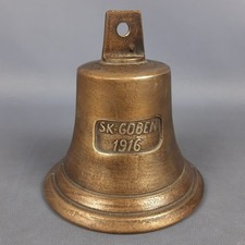 Ancienne Cloche En Bronze Navire SK-GOBEN 1916 Coq Brême Marine Début XXe Siècle