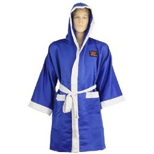 Playwell Uni Satin Boxe Toge Bleu Peignoir à Capuche Arts Martiaux Combat Entrée