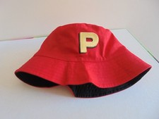 BOB réversible chapeau soleil coton double rouge et noir initiale P adulte neuf