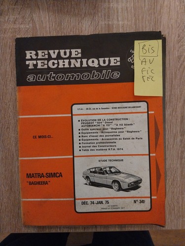 Revue technique matra - matra, simca