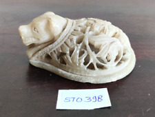 Antique Grès Chien Animal Grille Coupe Papier Poids Bureau Collection Old STO398