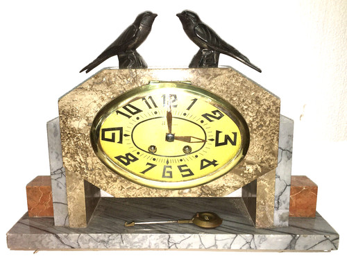Pendule art deco aux oiseaux - art,
